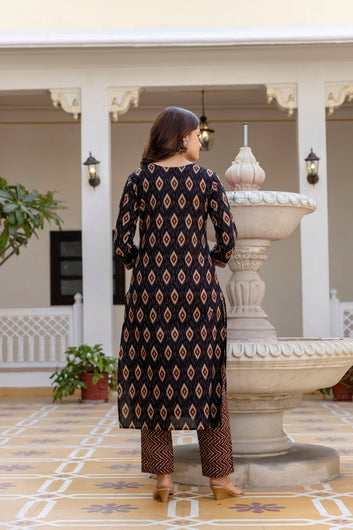 Viral Crafts Premium - Floral Embroidered Aari Work Kurta With Trousers And Dupatta